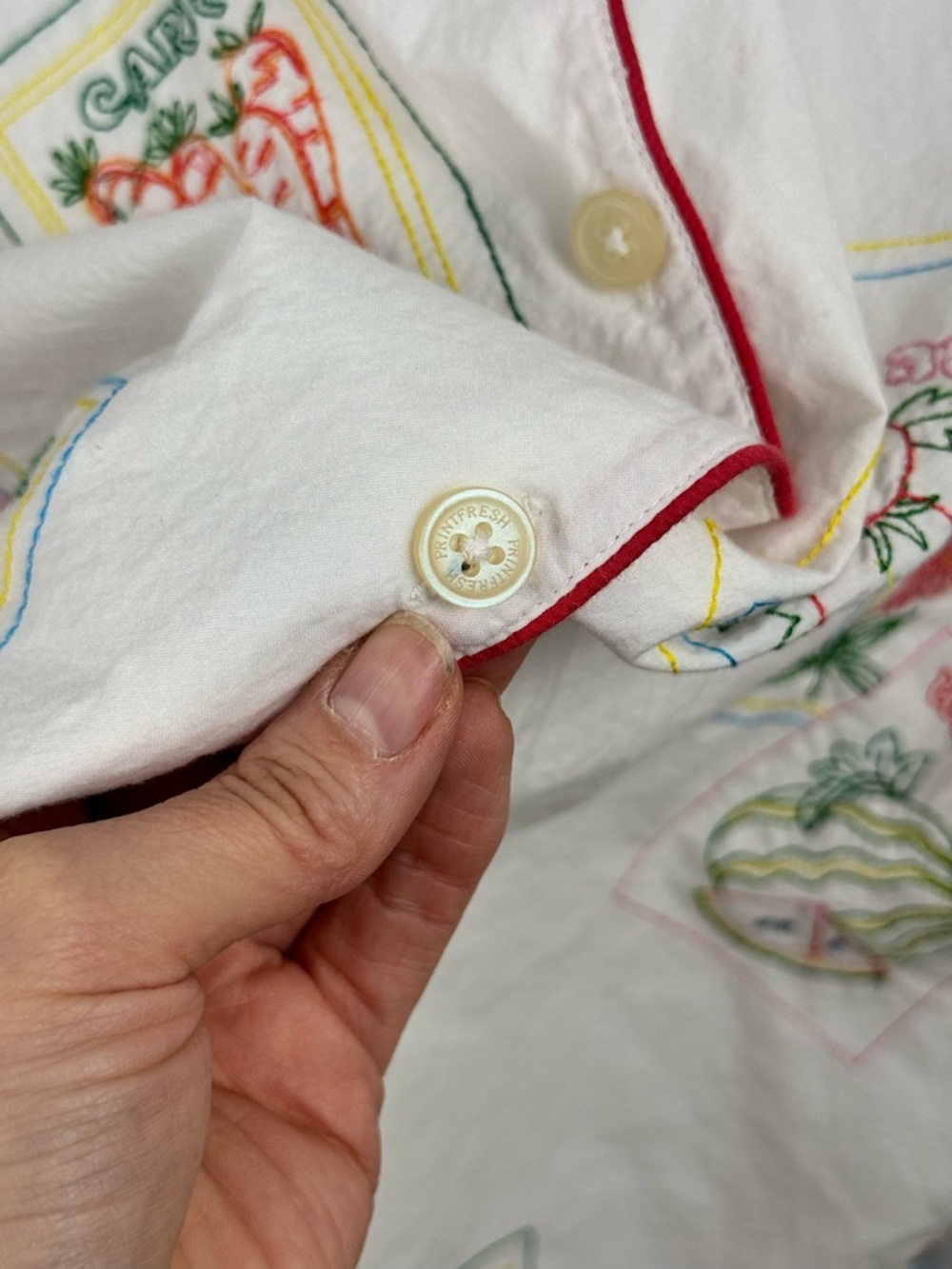 Printfresh Seed Packets Sleep Shirt Cloud Organic Cotton Button Down Nightgown L - Picture 15 of 16